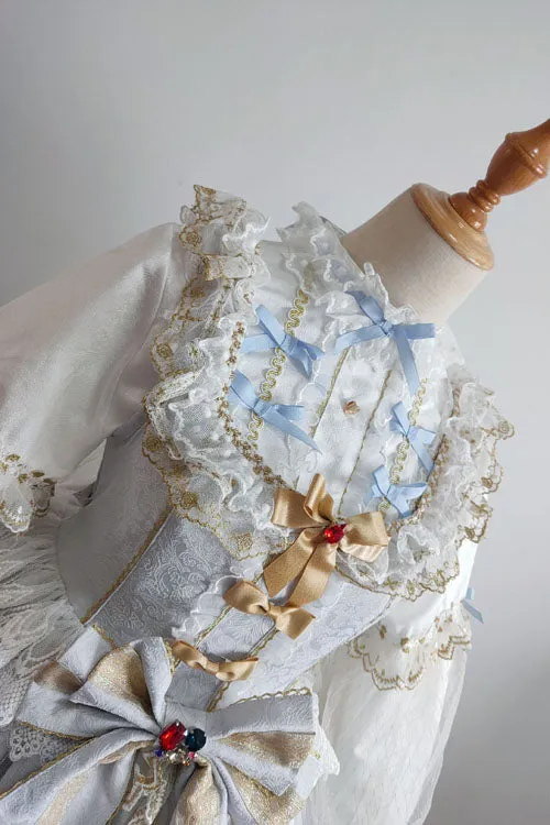Blue Hanayome Bowknot Princess Multi-Layer Ruffled Sweet Lolita JSK Dress