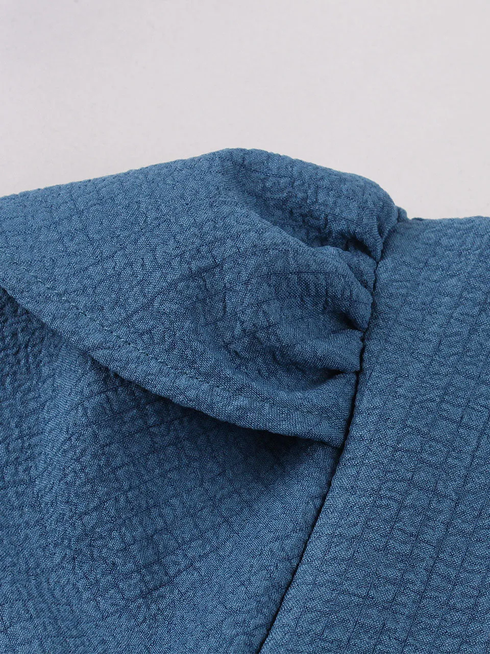 Blue Ruffles Crew Neck 1950S Vintage Swing Dress
