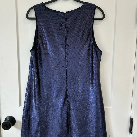 Blue Sequin Sheath Mini Dress V-Neck Cocktail