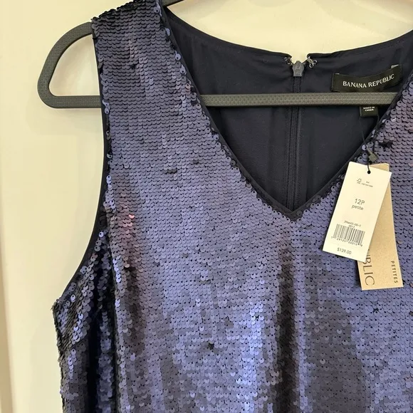 Blue Sequin Sheath Mini Dress V-Neck Cocktail