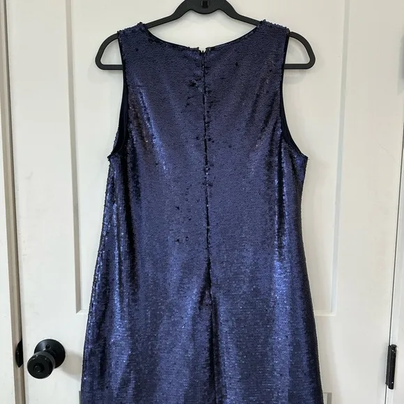 Blue Sequin Sheath Mini Dress V-Neck Cocktail