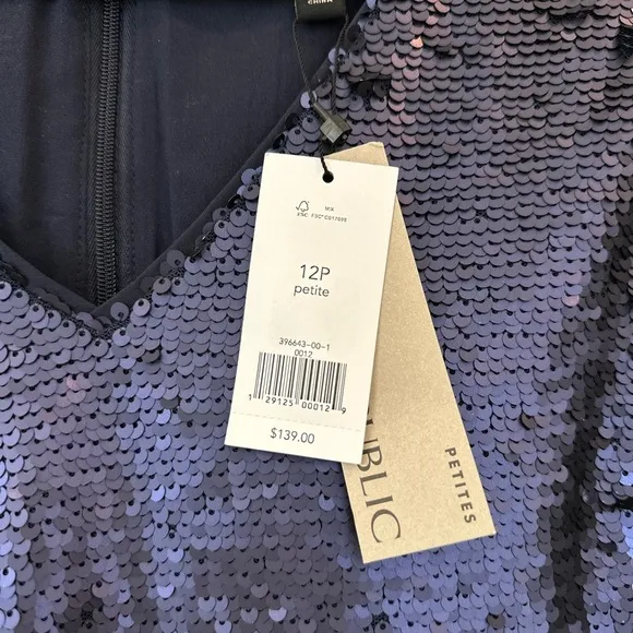 Blue Sequin Sheath Mini Dress V-Neck Cocktail
