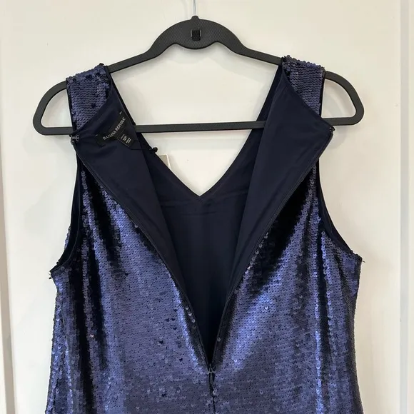 Blue Sequin Sheath Mini Dress V-Neck Cocktail