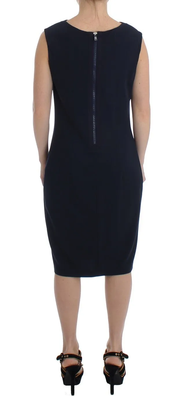 Blue Stretch Jersey Wiggle Sheath Dress
