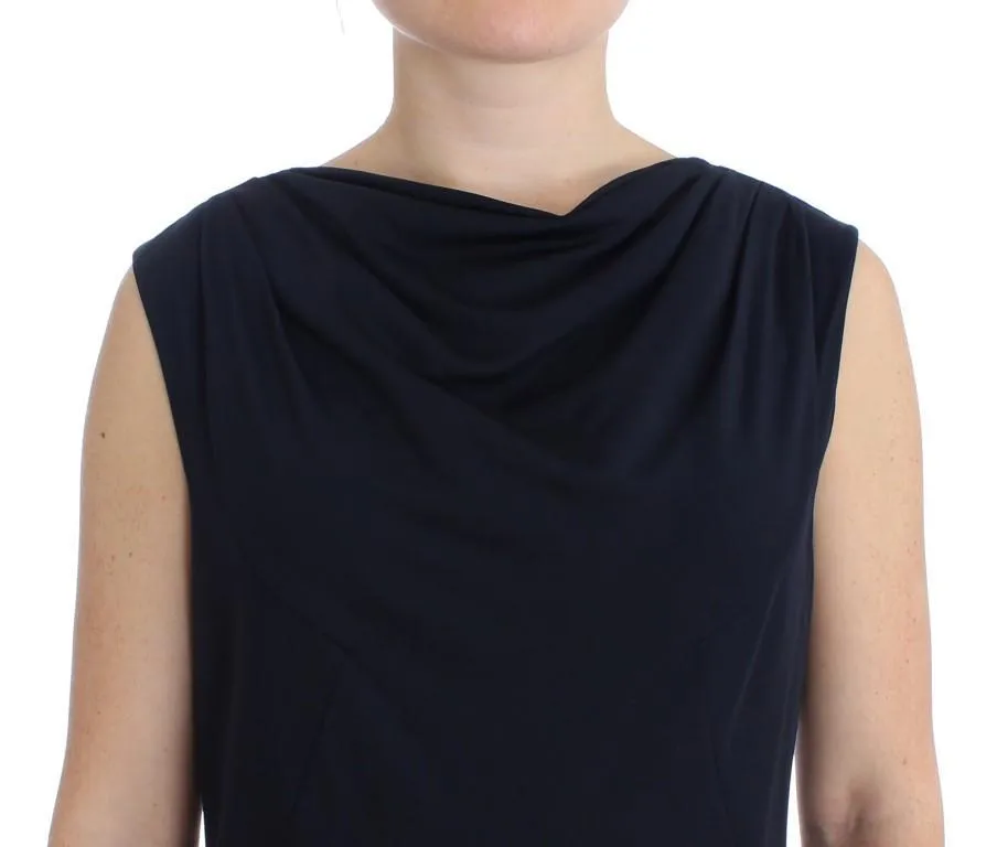 Blue Stretch Jersey Wiggle Sheath Dress