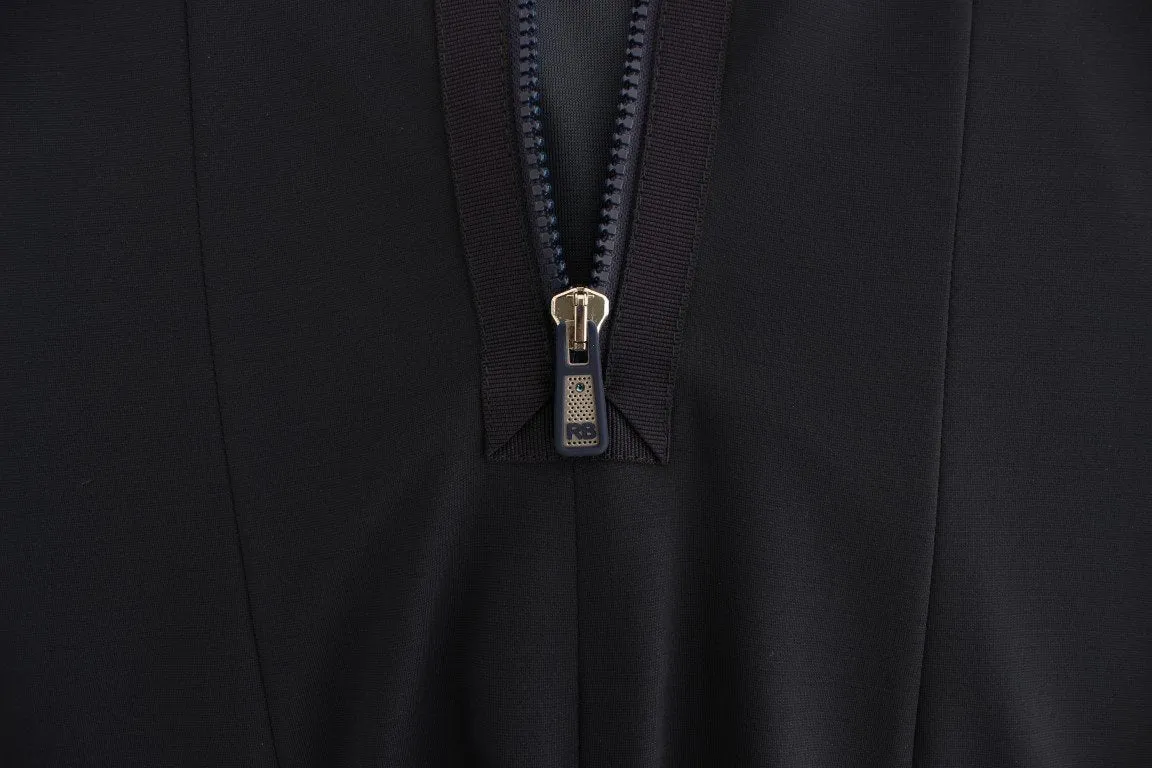 Blue Stretch Jersey Wiggle Sheath Dress