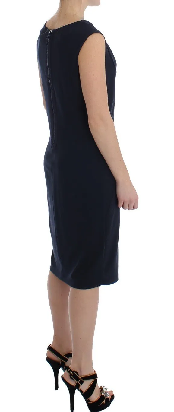 Blue Stretch Jersey Wiggle Sheath Dress