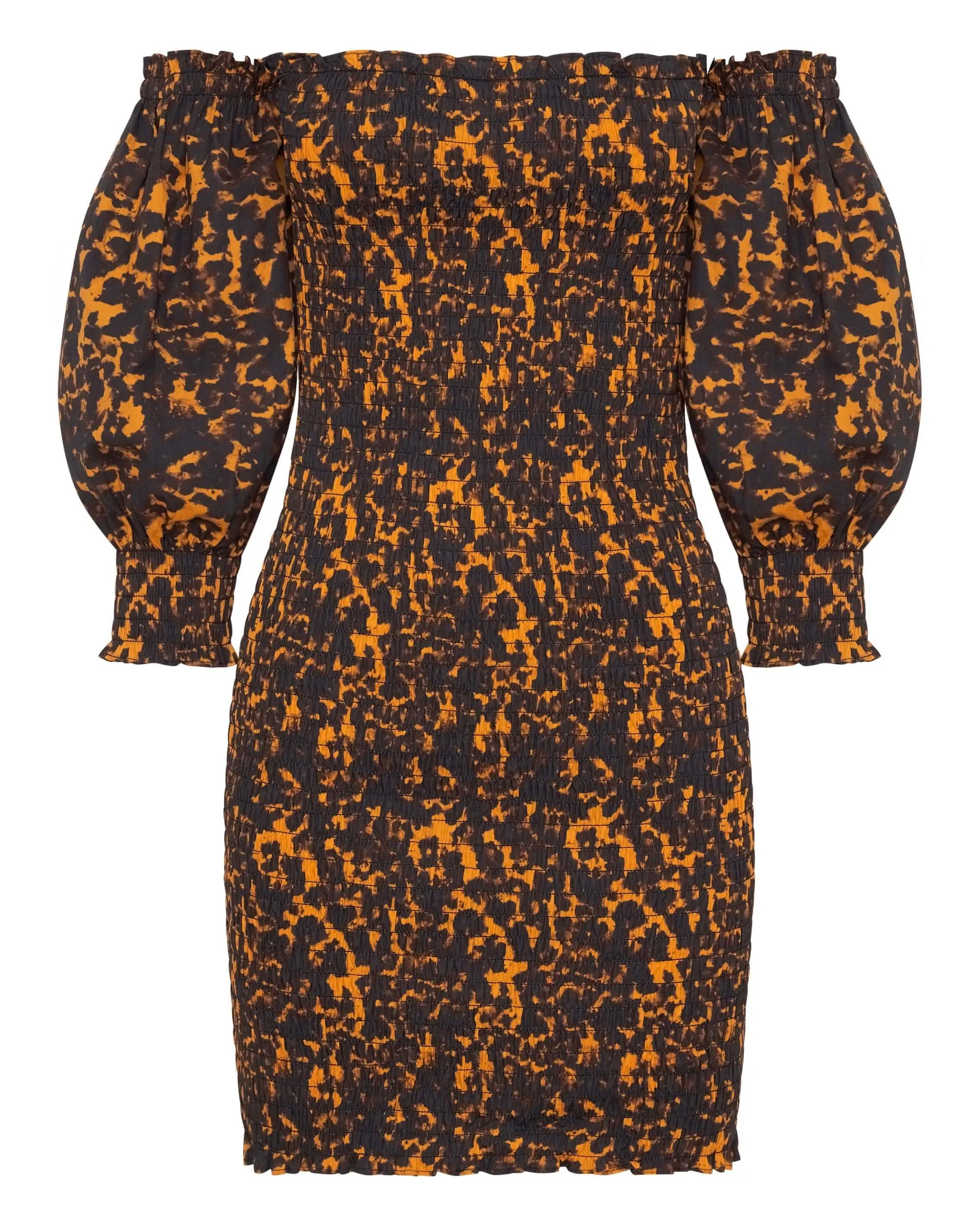 BLUR OUT OFF SHOULDER DRESS | ORANGE BLUR