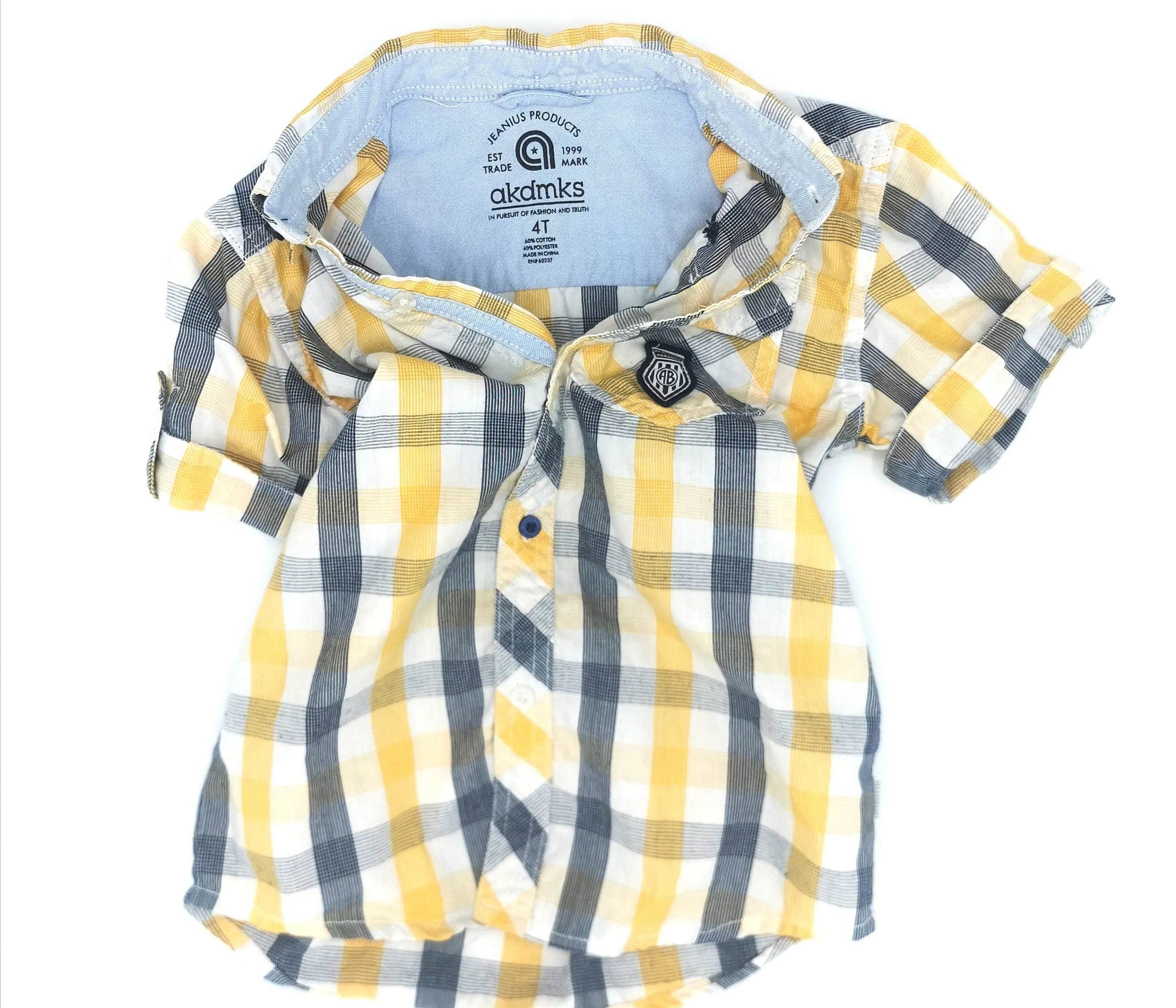 BOY SIZE 4 YEARS - AKDMKS JEANIUS, Casual, Shortsleeve Dress Shirt EUC B50