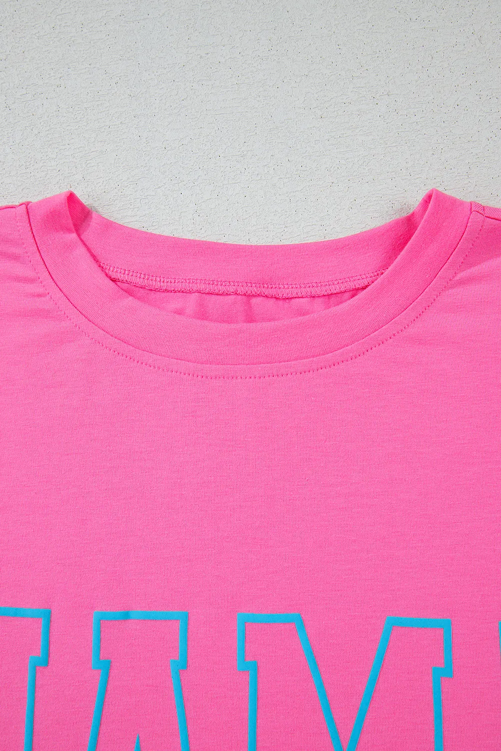 Bright Pink MAMA Letter Graphic Neon T Shirt