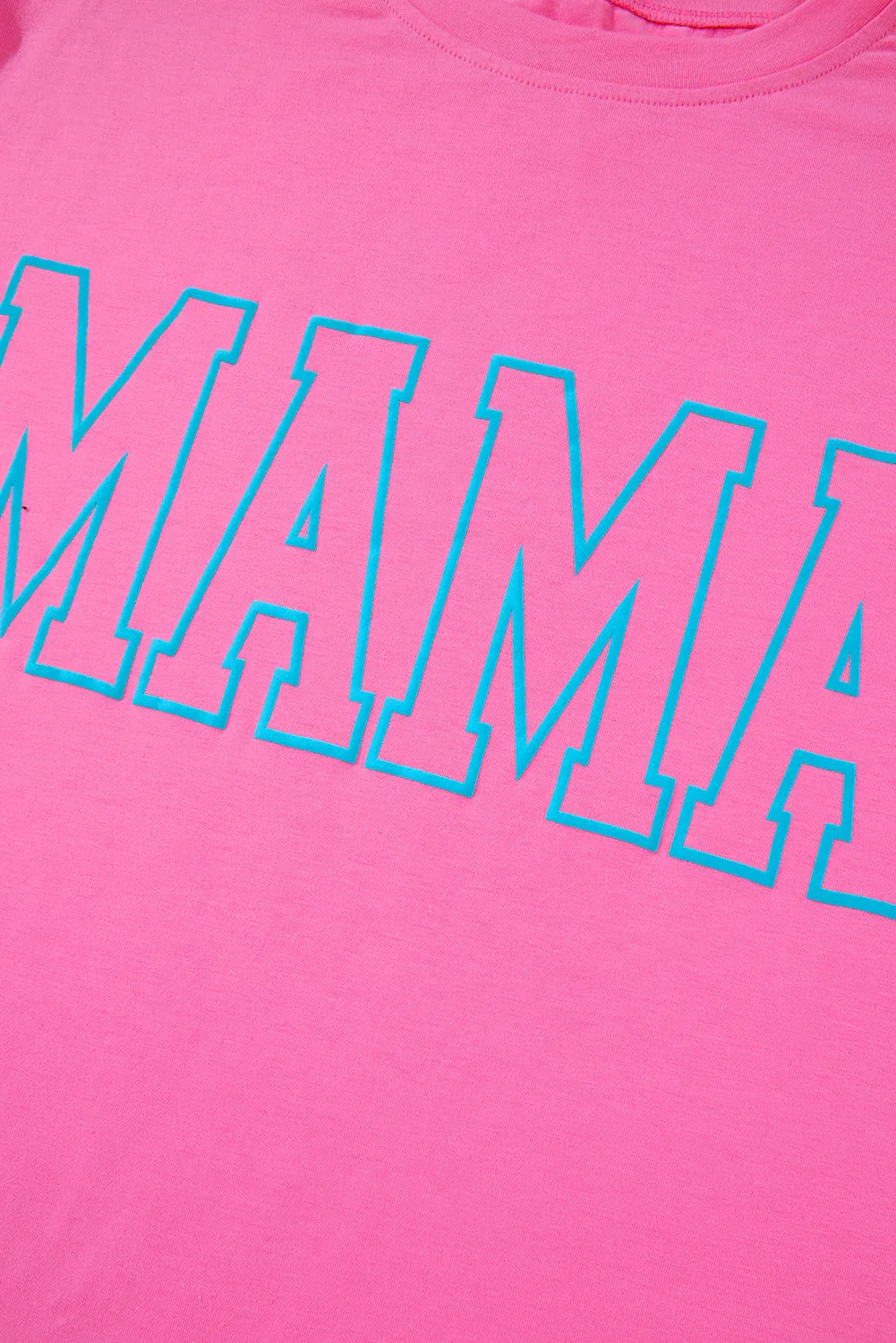 Bright Pink MAMA Letter Graphic Neon T Shirt