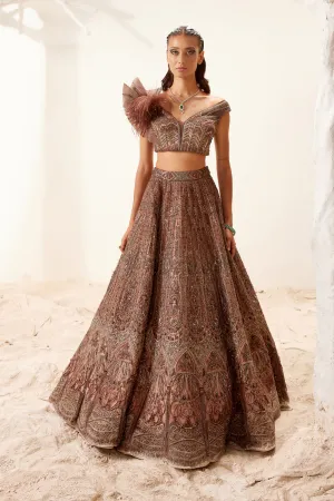 Brown Morris Lehenga
