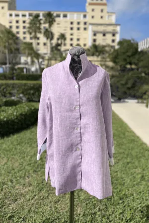 Button Down Linen Blouse in Lavender