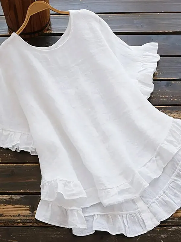 Button Ruffle Blouse--Clearance