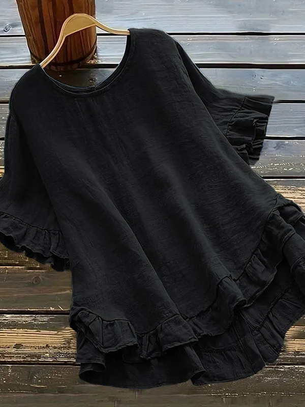 Button Ruffle Blouse--Clearance