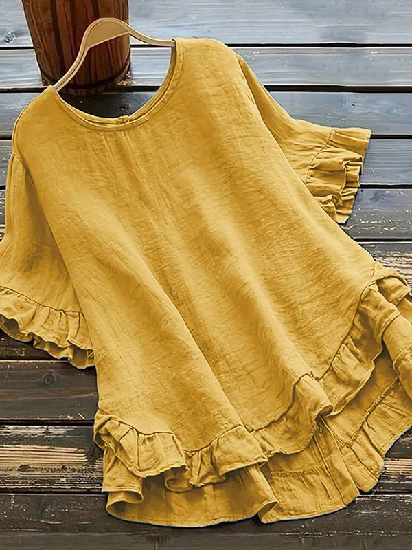 Button Ruffle Blouse--Clearance