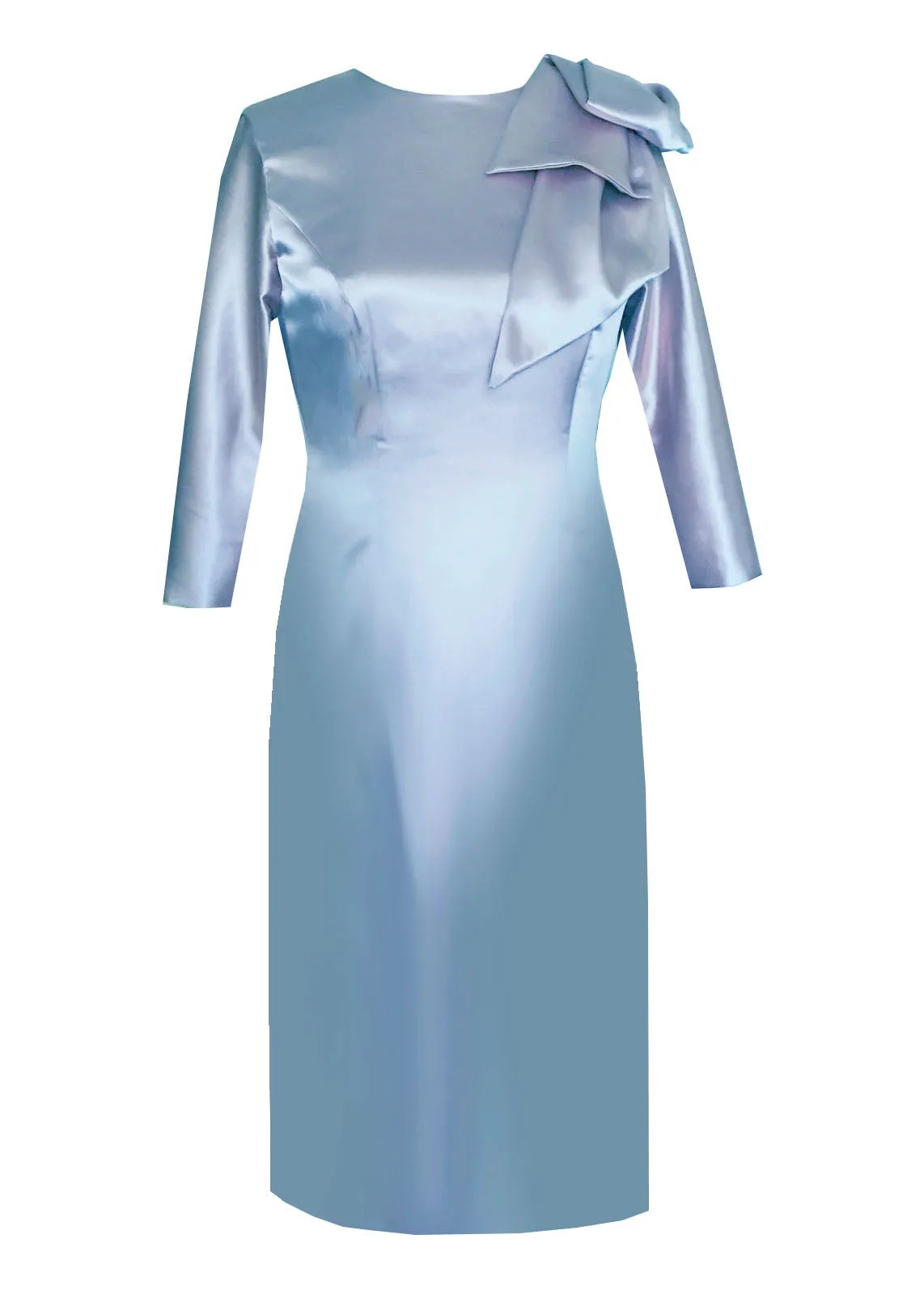 CaeliNYC Hestia Satin Sheath Dress with Modern Bow - More Colors