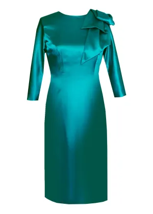 CaeliNYC Hestia Satin Sheath Dress with Modern Bow - More Colors