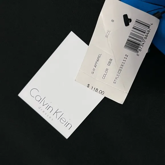 Calvin Klein Black Blue Color-block Sheath Dress