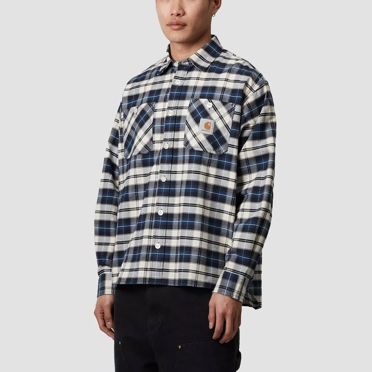 Carhartt WIP Tarbell Check Longsleeve Shirt Dark Navy/White