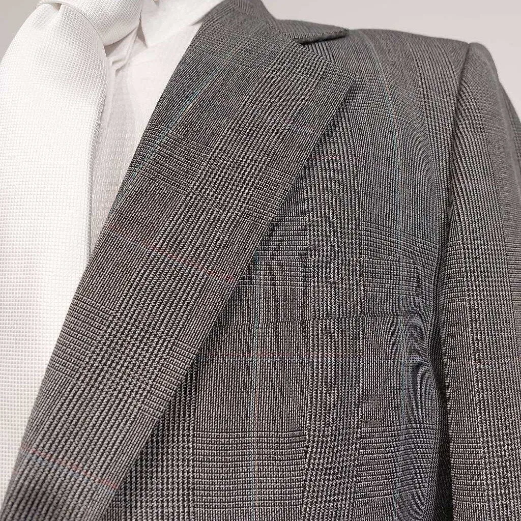 Carl Meyers Black Checkered Three Piece Mens Suit