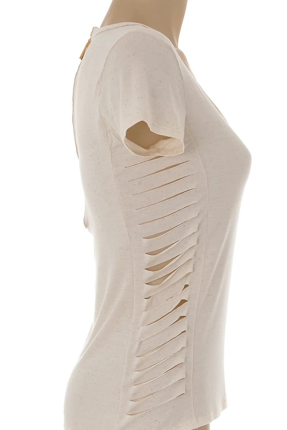 CARLOS MIELE SHREDDED Off White Top