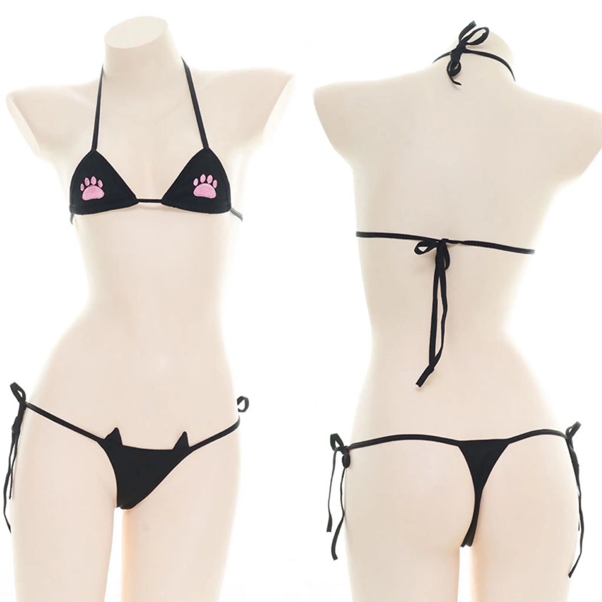 cat paw embroidered bikini yc24759