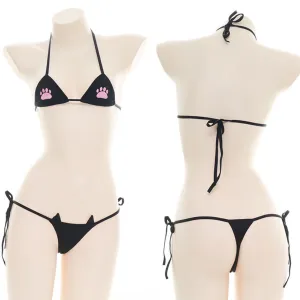 cat paw embroidered bikini yc24759