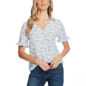 Cece Women's Toile Print Ruffle-Sleeve Button Front Blouse