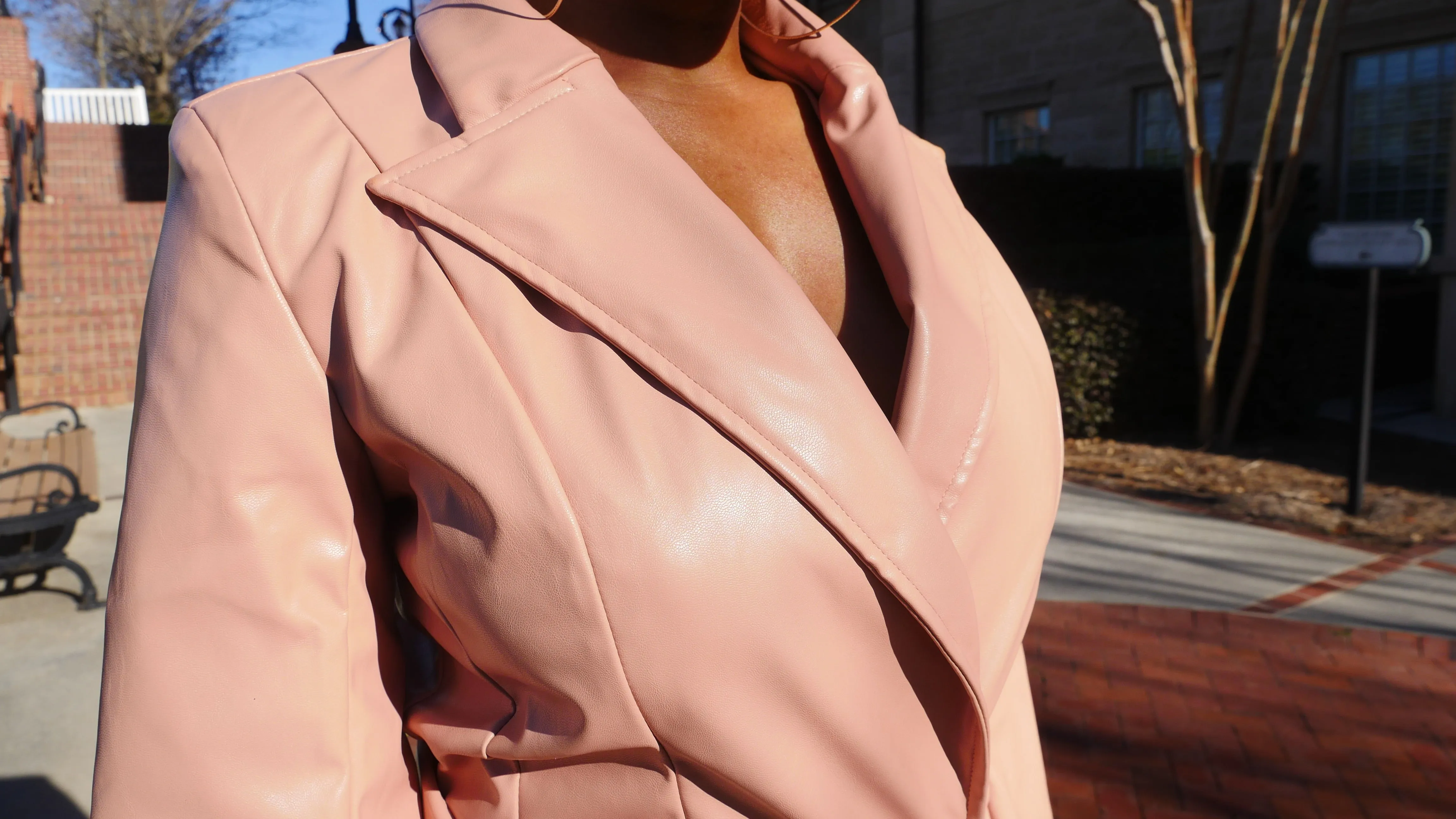 Champagne Vegan Leather Skirt Set