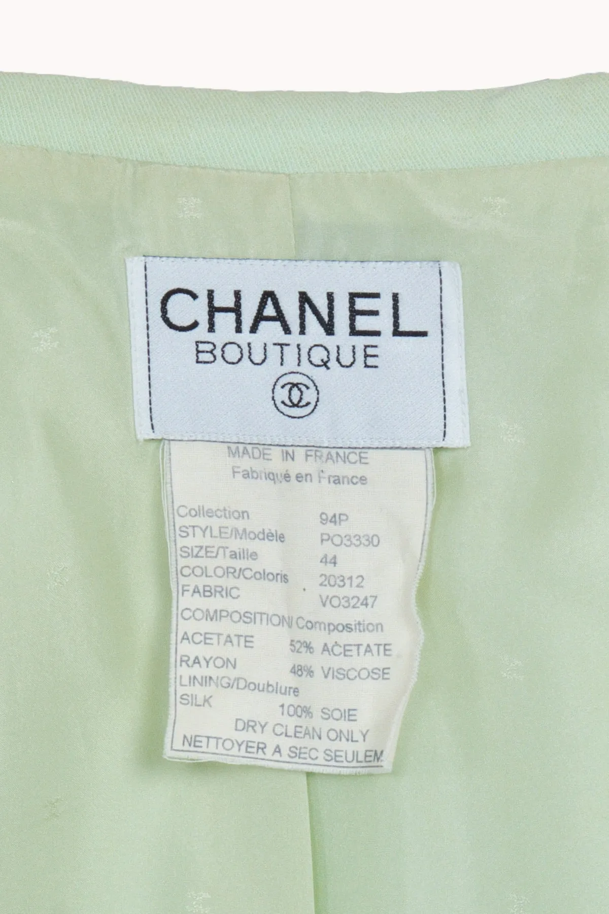 Chanel Spring 1994 Green Suit