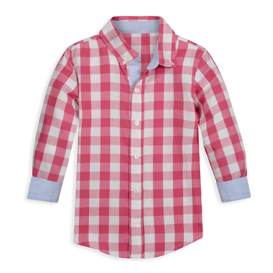 Chapman Buttondown Shirt -- Raspberry Check w/ Blue Oxford