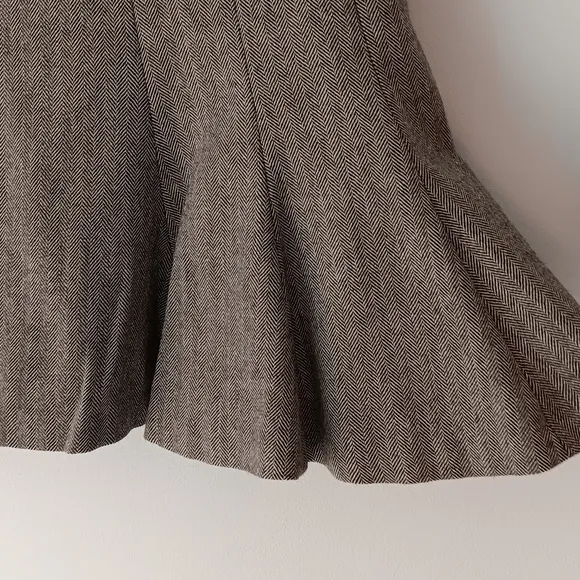 Chaps Wool A-line Lined Tweed Skirt Pleated Flounce Grey Brown Size 6