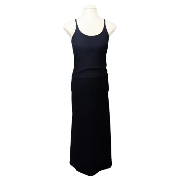Charles Chang-Lima Womens Black Maxi Skirt Tank Top Blouse Suit Set Size 4 Rayon