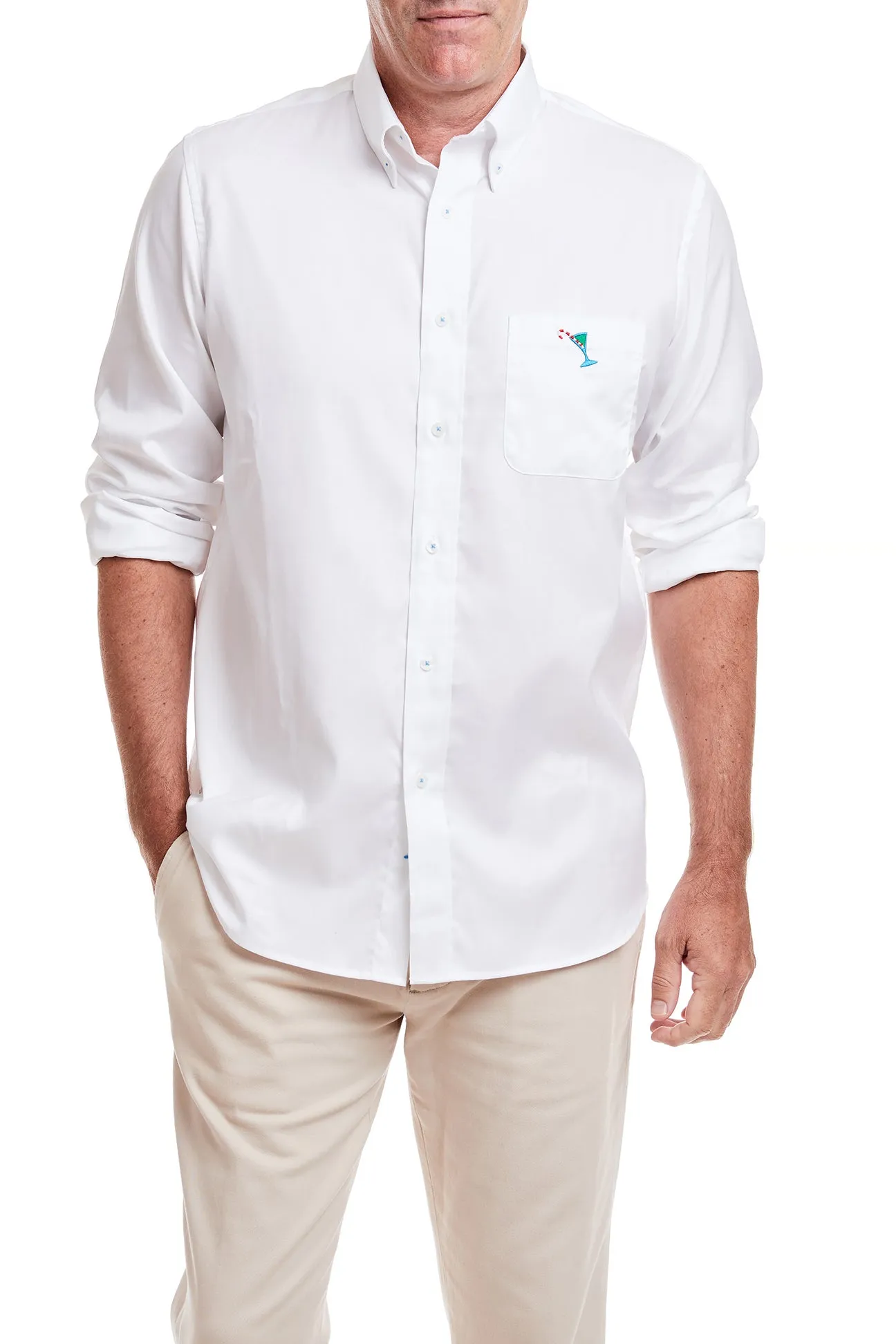 Chase Shirt White Oxford with Single Martini Candy Cane