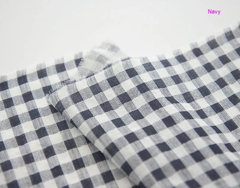 Checkered Cotton Linen Gauze Fabric, Plaid Soft Gauze Fabric, 7 Colors - By the Yard 42397-1