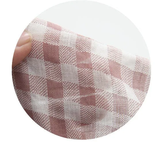 Checkered Cotton Linen Gauze Fabric, Plaid Soft Gauze Fabric, 7 Colors - By the Yard 42397-1