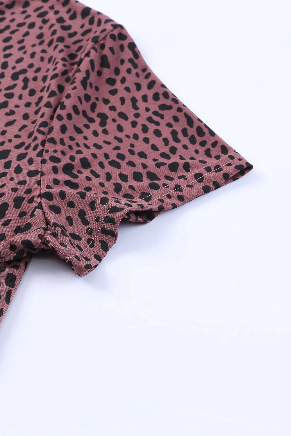 Cheetah Print O-neck Short Sleeve T Shirt
