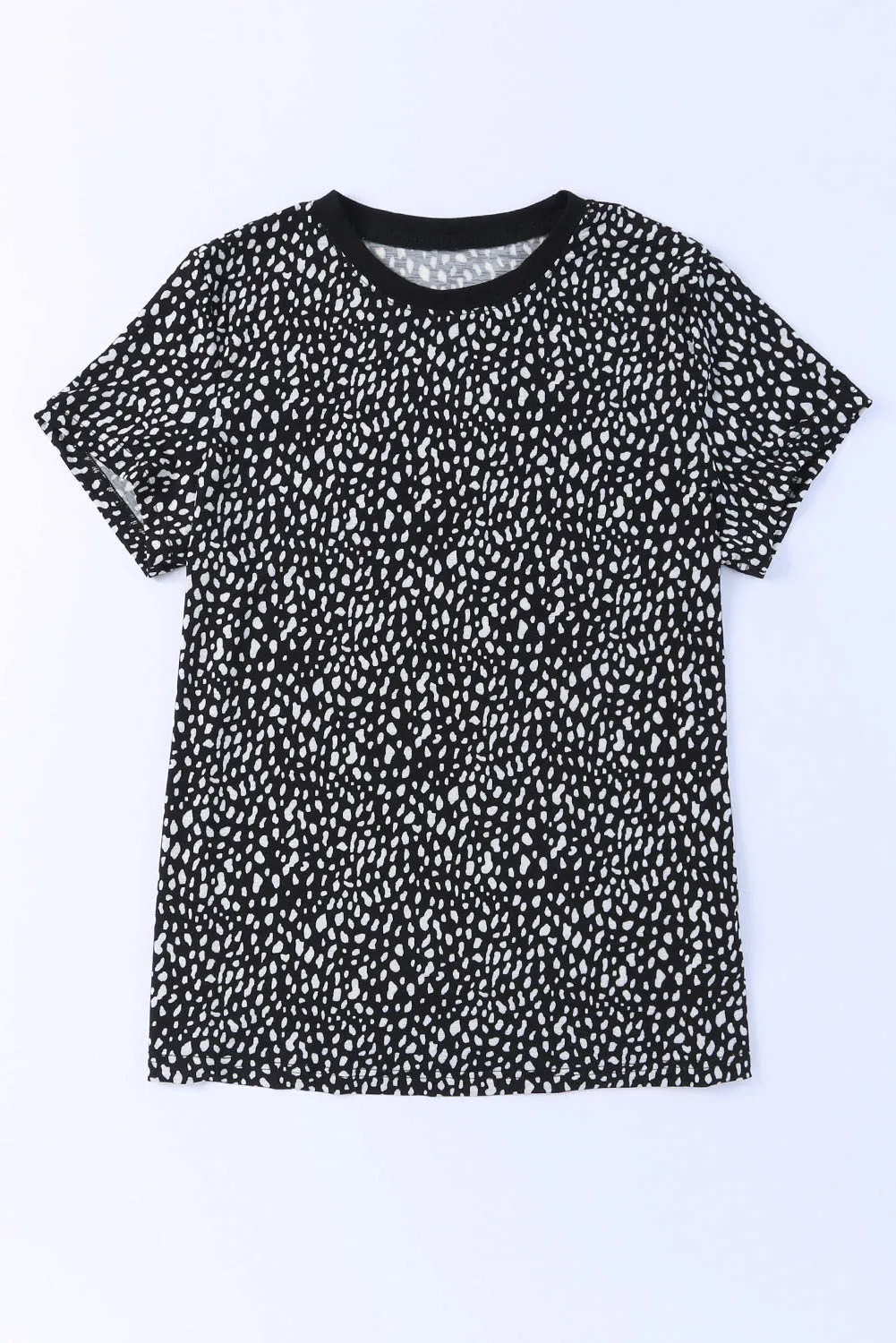 Cheetah Print O-neck Short Sleeve T Shirt