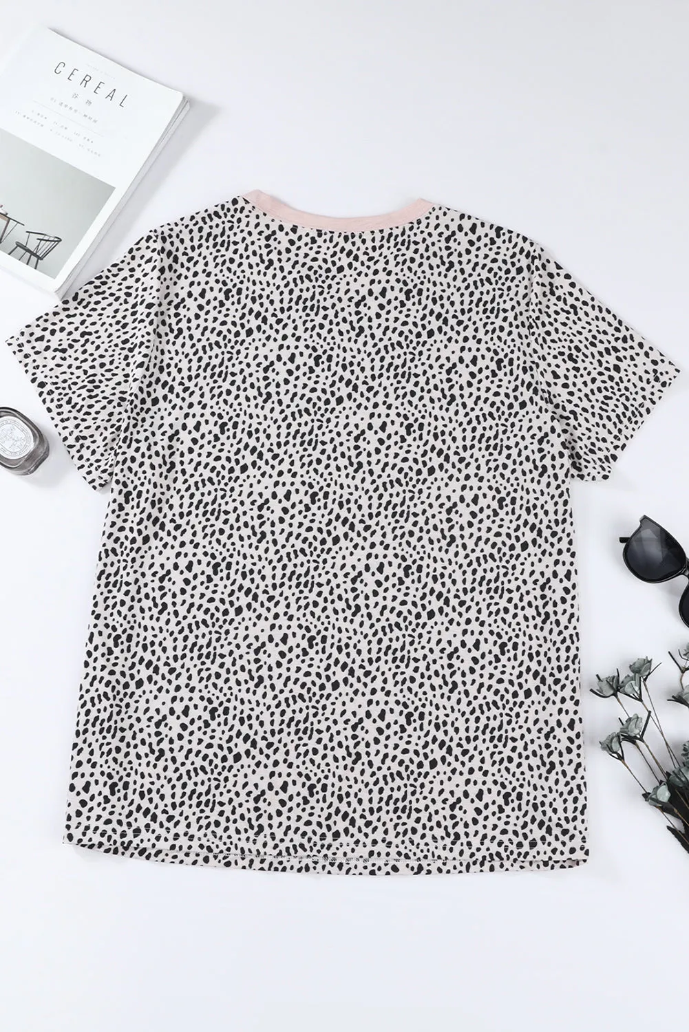 Cheetah Print O-neck Short Sleeve T Shirt