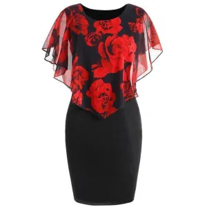 Chiffon Overlay Pencil Dress