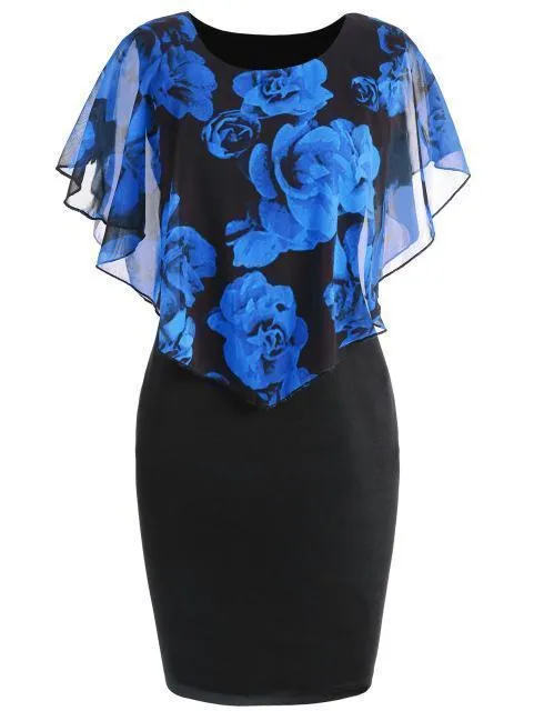 Chiffon Overlay Pencil Dress