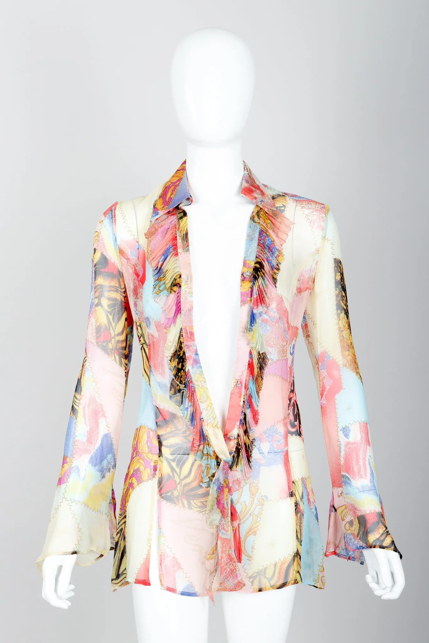 Chiffon Print Ruffle Blouse