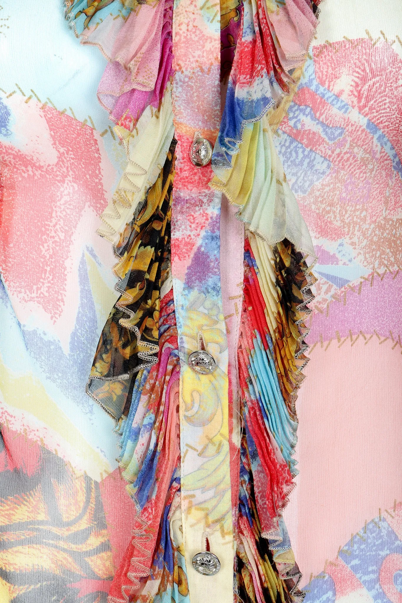 Chiffon Print Ruffle Blouse