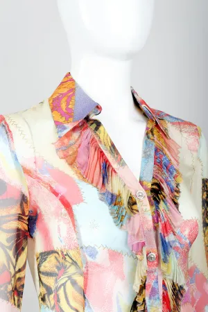 Chiffon Print Ruffle Blouse