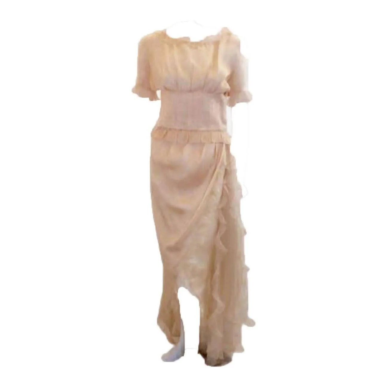 CHRISTIAN DIOR 1988 Cream Blouse and Skirt Set | Size 28