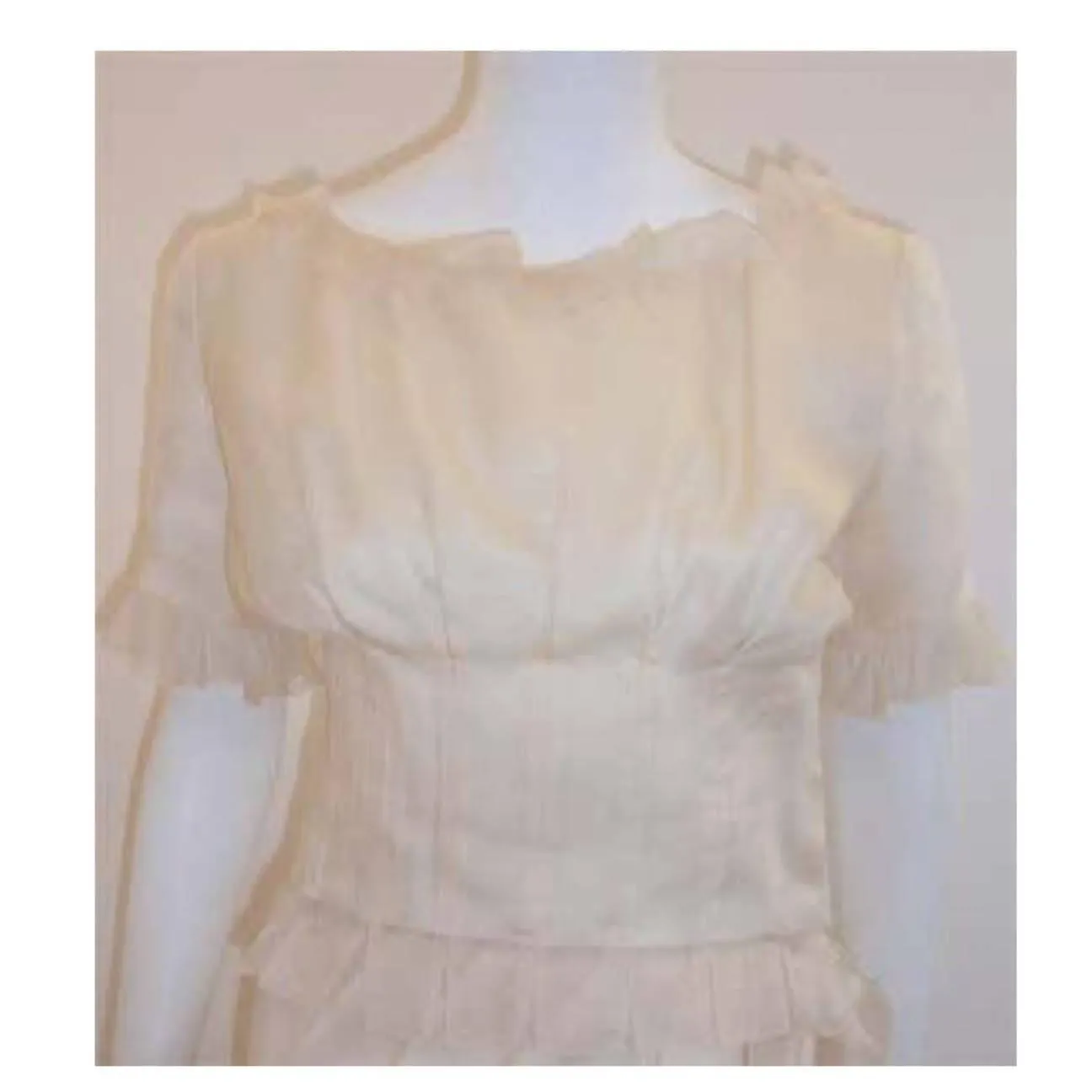 CHRISTIAN DIOR 1988 Cream Blouse and Skirt Set | Size 28