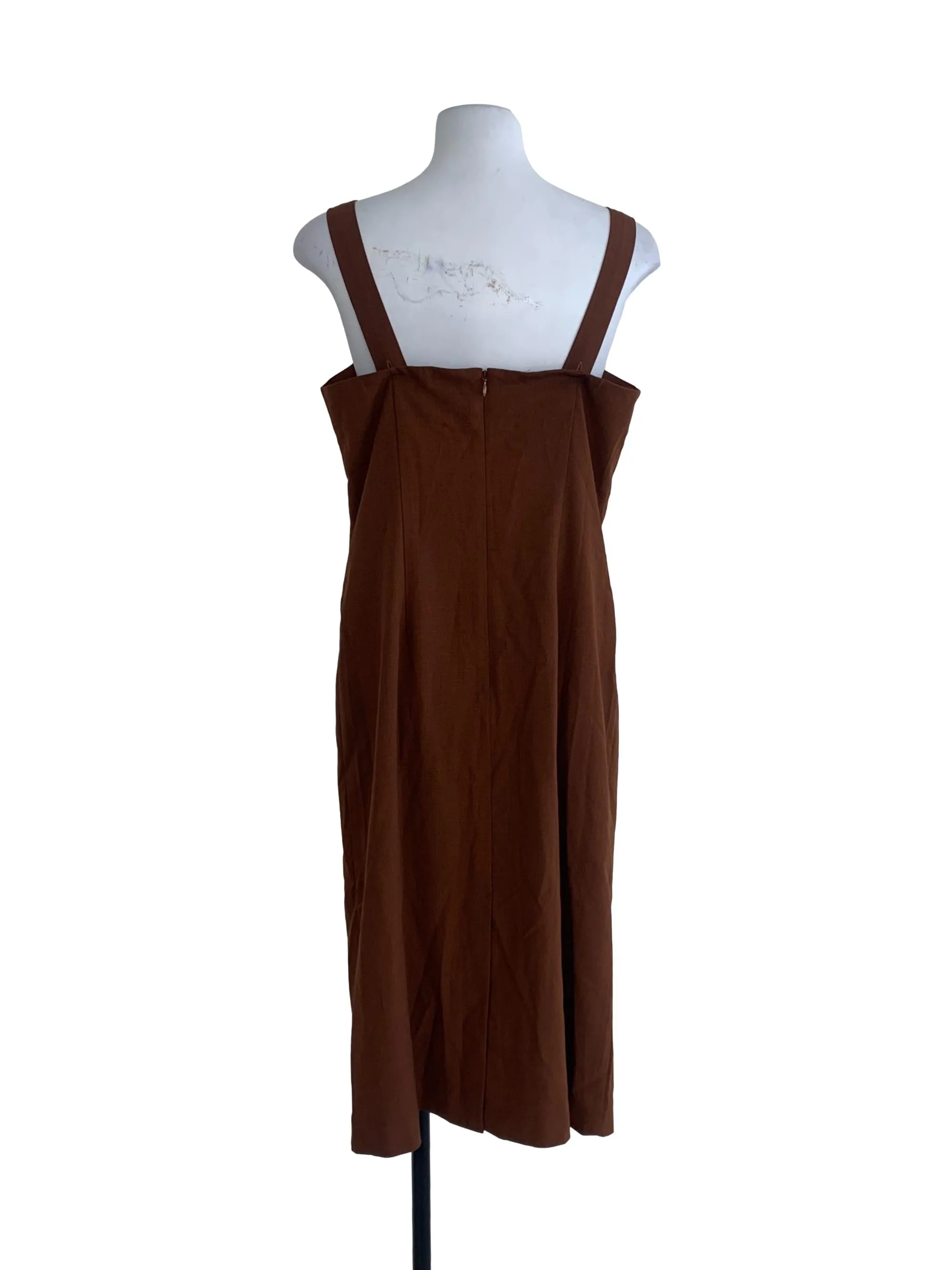 Cinnamon Brown Plain Sheath Dress