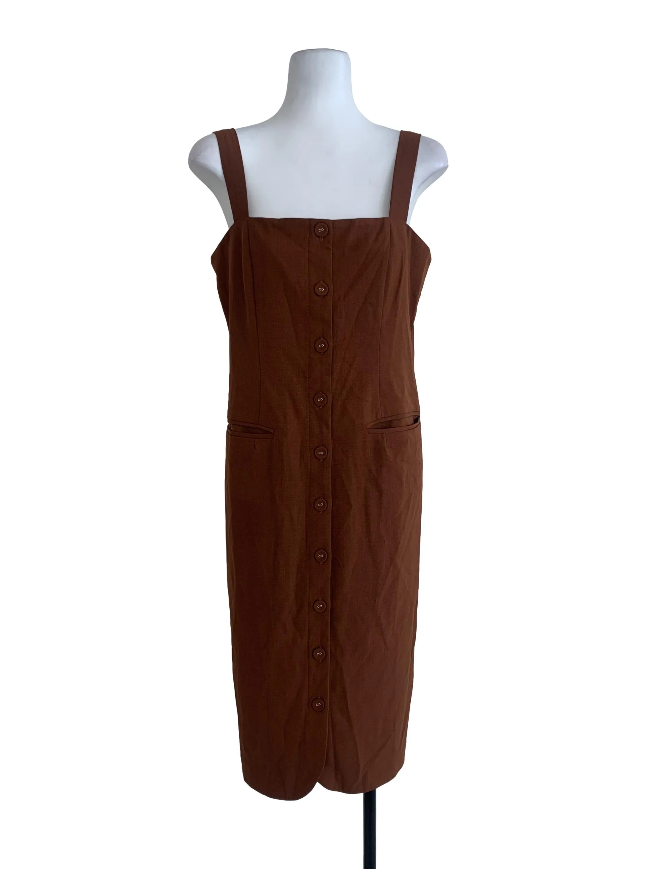 Cinnamon Brown Plain Sheath Dress