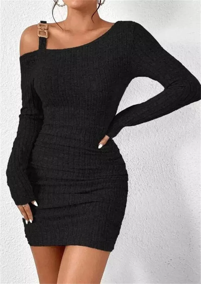 Cold Shoulder Bodycon Mini Sweater Dress